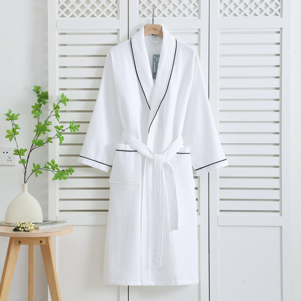 Kimono Cotton Waffle Bathrobe - Lightweight Couple's Robe