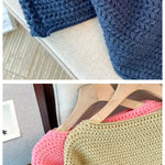 Cozy Plus Size Fall Sweater - Lounge-Style Color-Block Patchwork