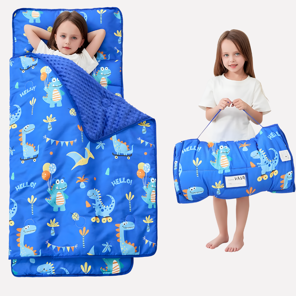 Toddler Nap Mat Set - Padded Mat, Pillow & Blanket