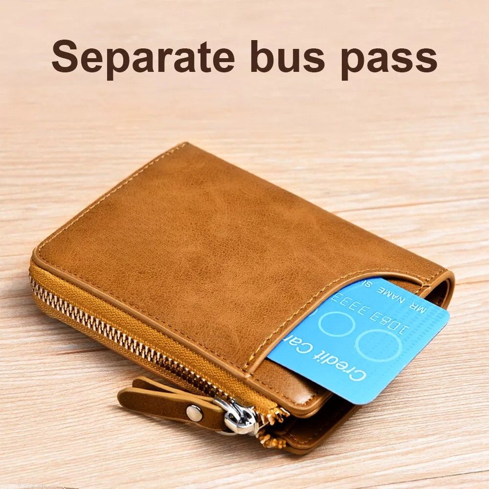 Men's RFID Blocking Wallet - Vintage PU Leather Card Holder
