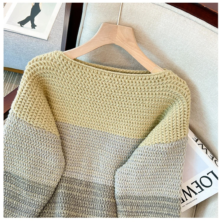 Cozy Plus Size Fall Sweater - Lounge-Style Color-Block Patchwork