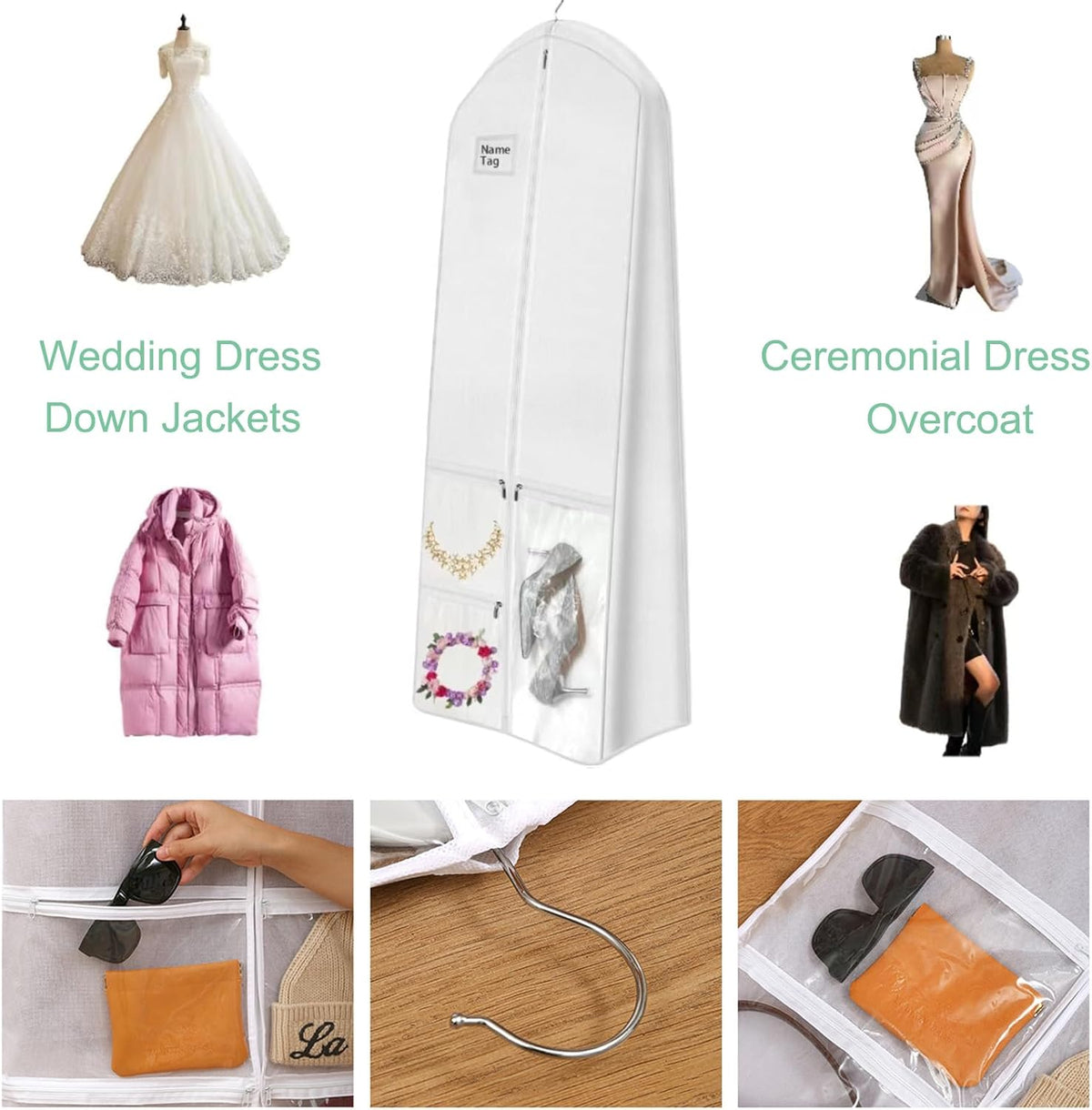 Full-Length Bridal Gown Cover - Dustproof Wedding Dress Storage Bag