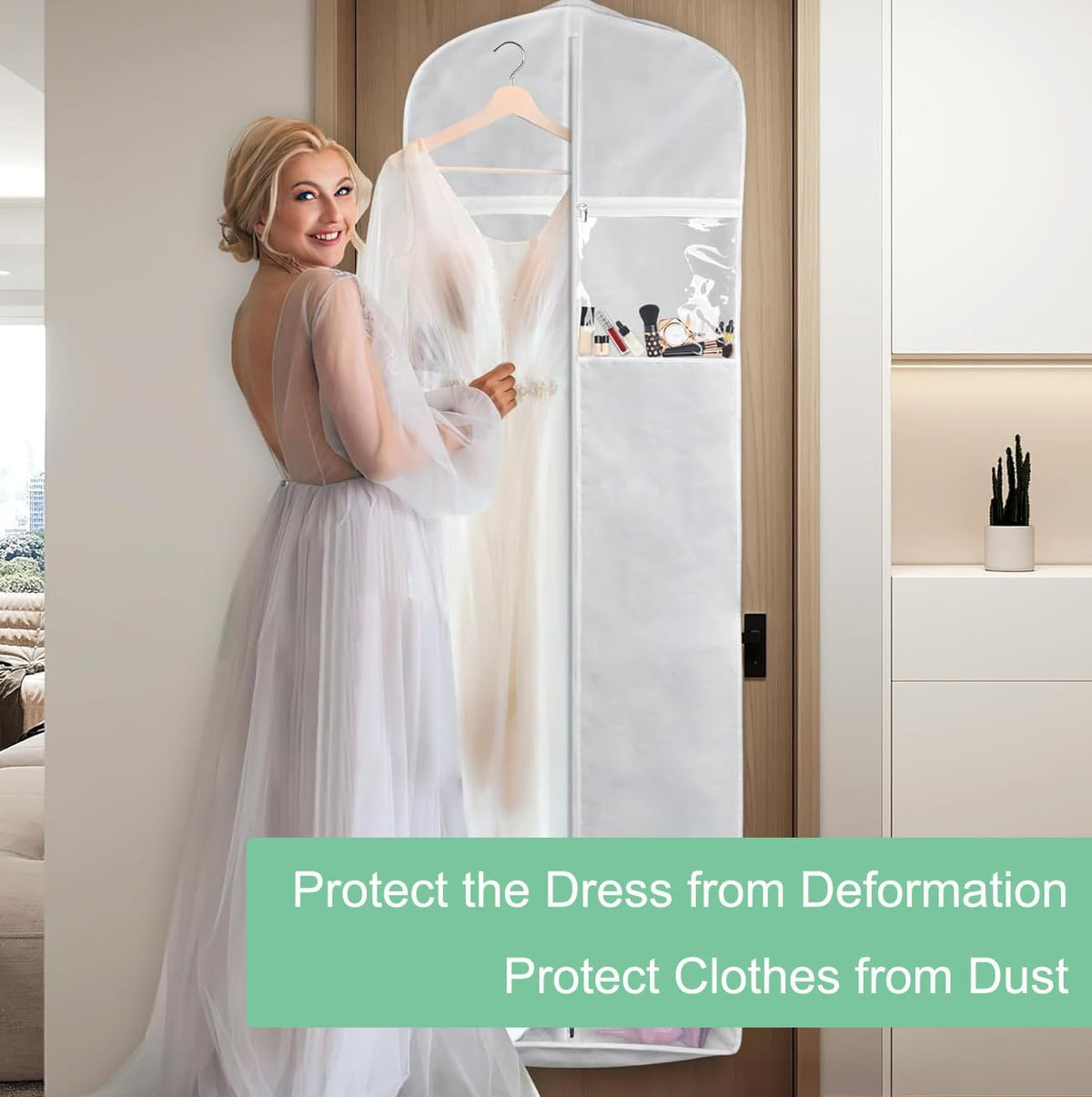 Full-Length Bridal Gown Cover - Dustproof Wedding Dress Storage Bag