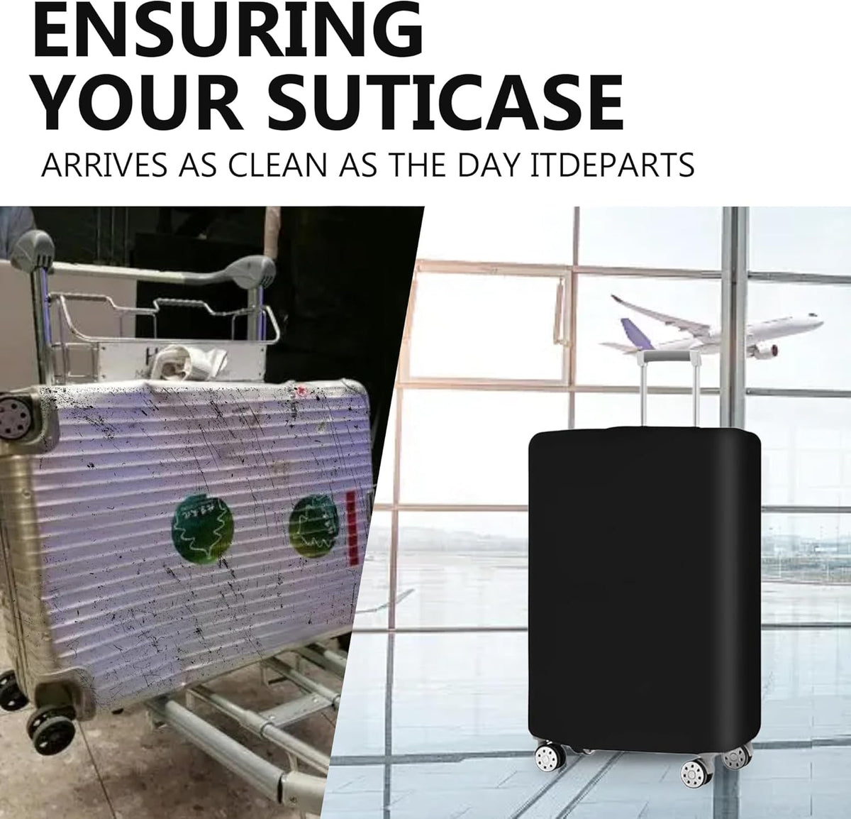 3-Piece Luggage Cover Set - Stretchable Anti-Tear Protection