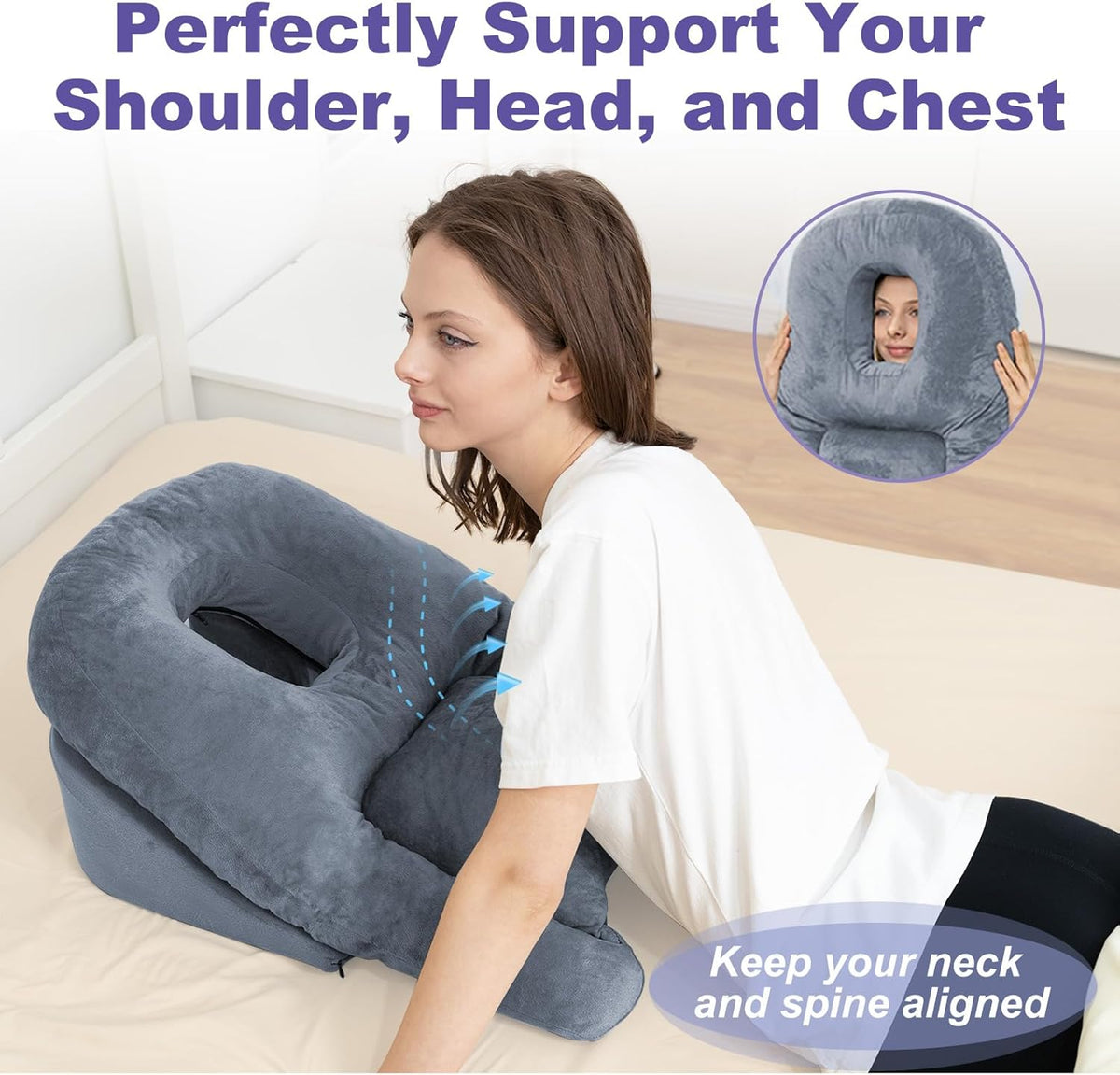 Face Down Recovery Pillow - Support Cushion for Stomach Sleeping