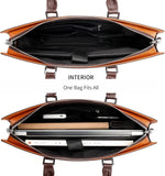 Genuine Leather Business Briefcase - Multi-Compartment Laptop Bag