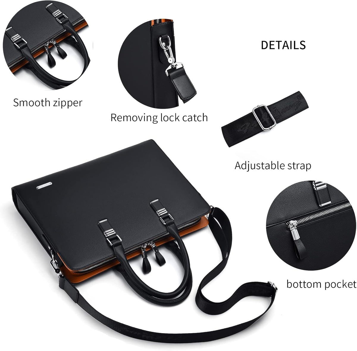 Genuine Leather Business Briefcase - Multi-Compartment Laptop Bag