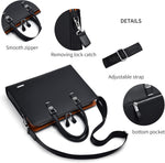 Genuine Leather Business Briefcase - Multi-Compartment Laptop Bag