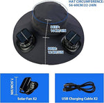 Solar Cooling Sun Hat for Men - Dual Fan Wide Brim