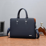 Genuine Leather Business Briefcase - Multi-Compartment Laptop Bag