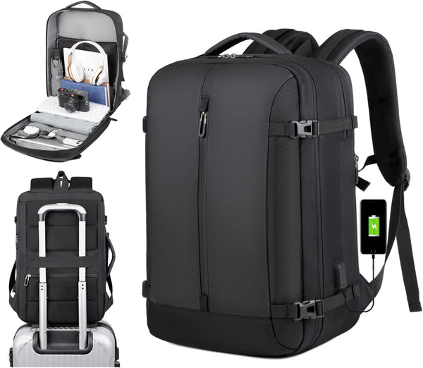 AirVoyage 40L Expandable Backpack - USB Port & Laptop Sleeve