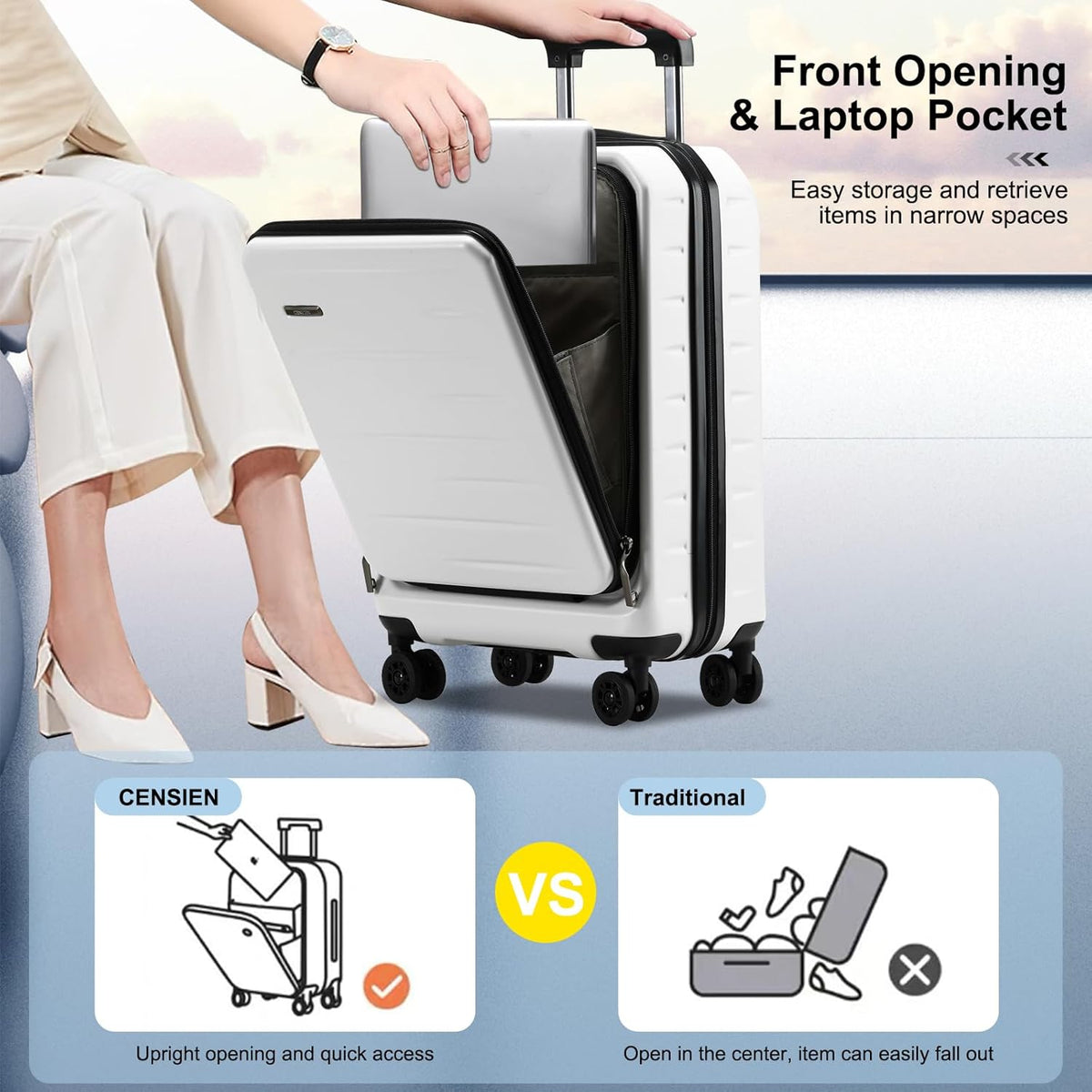 Skyward Expandable Hard Shell Carry-On - Front Pocket & TSA Lock