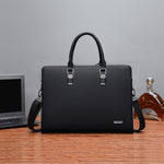 Genuine Leather Business Briefcase - Multi-Compartment Laptop Bag