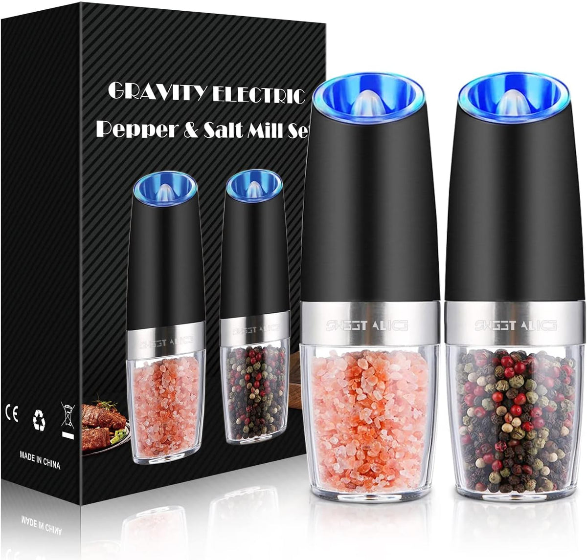 Electric Salt & Pepper Grinder - One-Hand Automatic Spice Mill