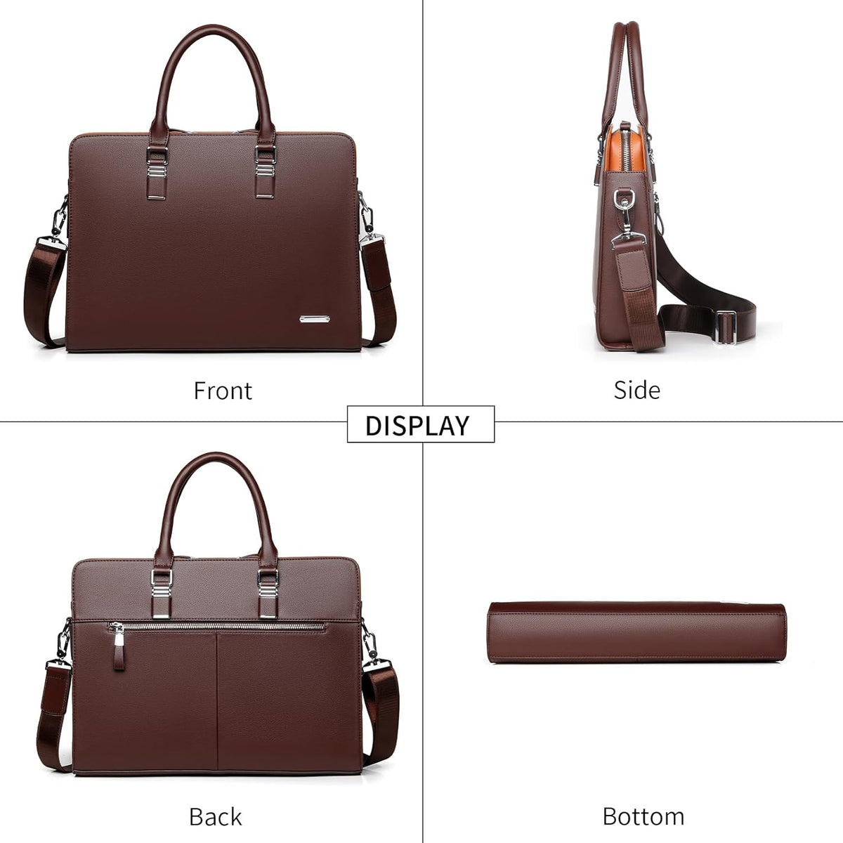 Genuine Leather Business Briefcase - Multi-Compartment Laptop Bag
