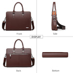 Genuine Leather Business Briefcase - Multi-Compartment Laptop Bag