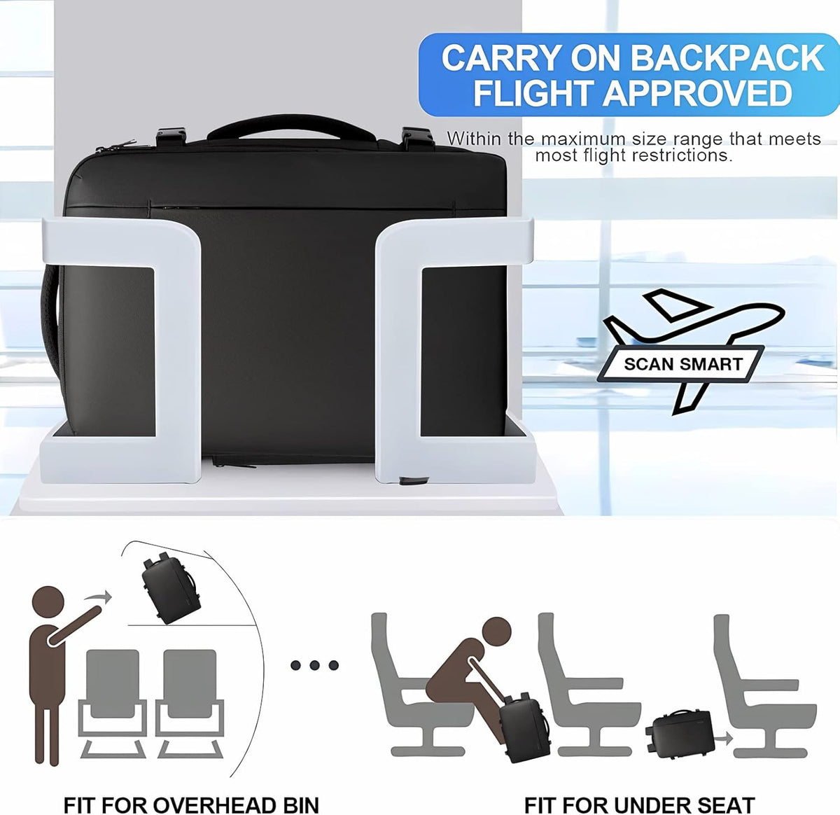 Expandable Travel Backpack - Laptop Sleeve & Duffle Carry