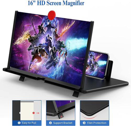 16-Inch Phone Screen Magnifier - HD Movie & Gaming Viewer