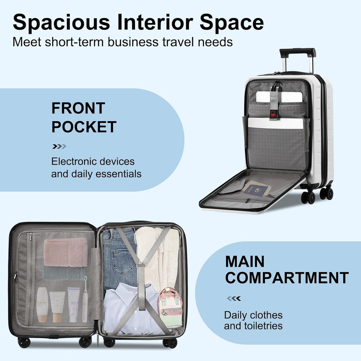 Skyward Expandable Hard Shell Carry-On - Front Pocket & TSA Lock
