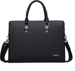 Genuine Leather Business Briefcase - Multi-Compartment Laptop Bag