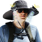 Solar Cooling Sun Hat for Men - Dual Fan Wide Brim