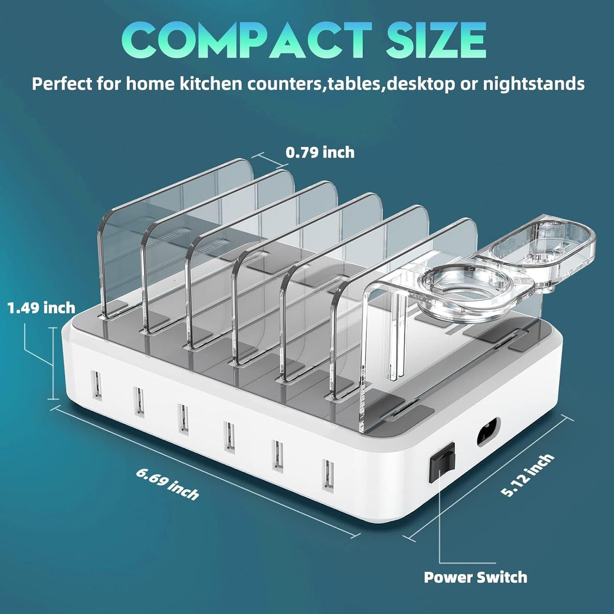 Multi-Device Fast Charging Station - Charges 6 Devices at Once