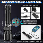 Ultra-Bright Tactical Flashlight - 100,000-Lumen Rechargeable LED Light