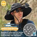 Solar Cooling Sun Hat for Men - Dual Fan Wide Brim