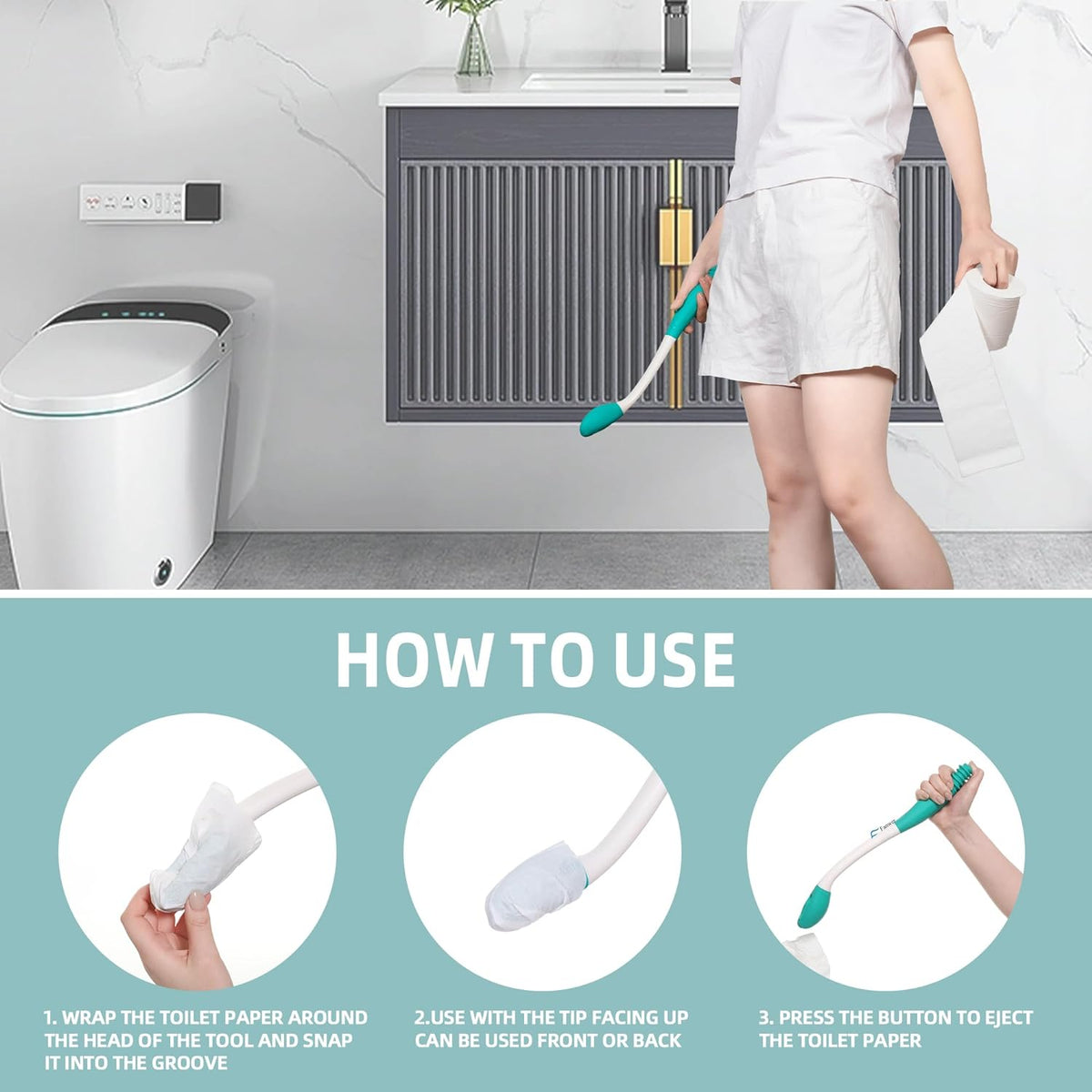 Toilet Aid Wiping Tool (2-Pack) - Long-Reach Comfort Wand