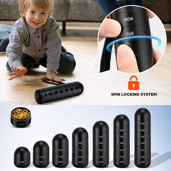7-Day Aluminum Pill Organizer - Portable Travel Pill Box