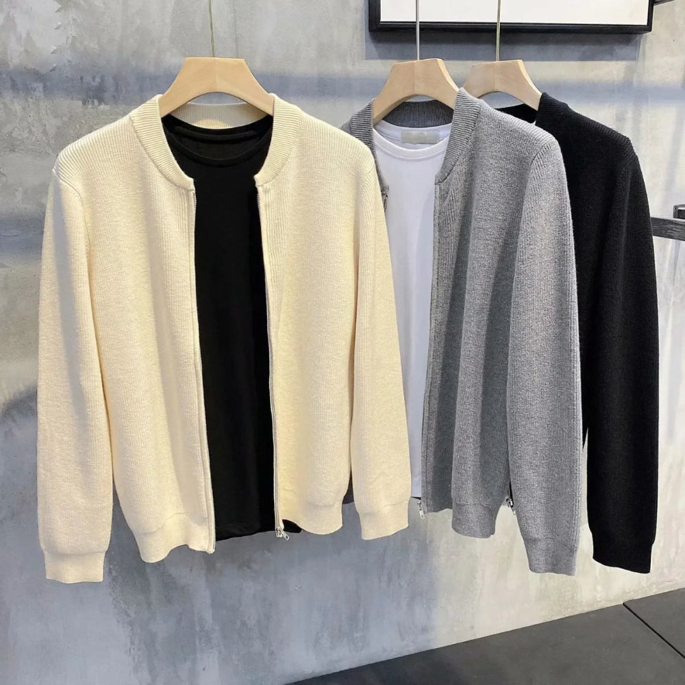 Men's Knitted Cardigan - Warm Zip-Up Everyday Layer