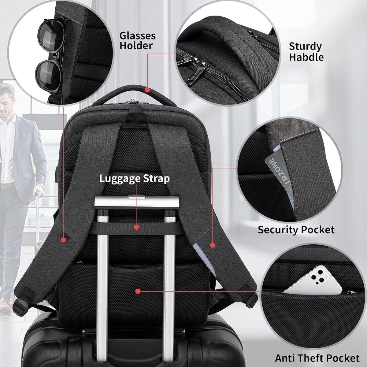 Water-Resistant Laptop Backpack - USB Port & Anti-Theft Pocket