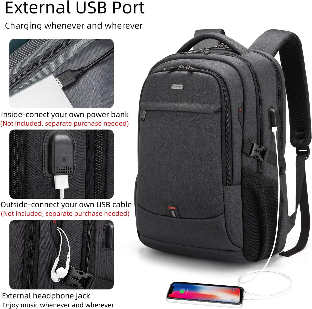 Water-Resistant Laptop Backpack - USB Port & Anti-Theft Pocket