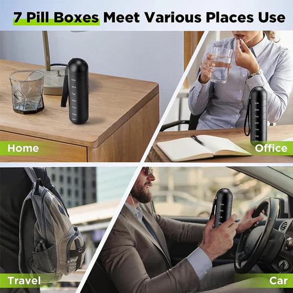 7-Day Aluminum Pill Organizer - Portable Travel Pill Box