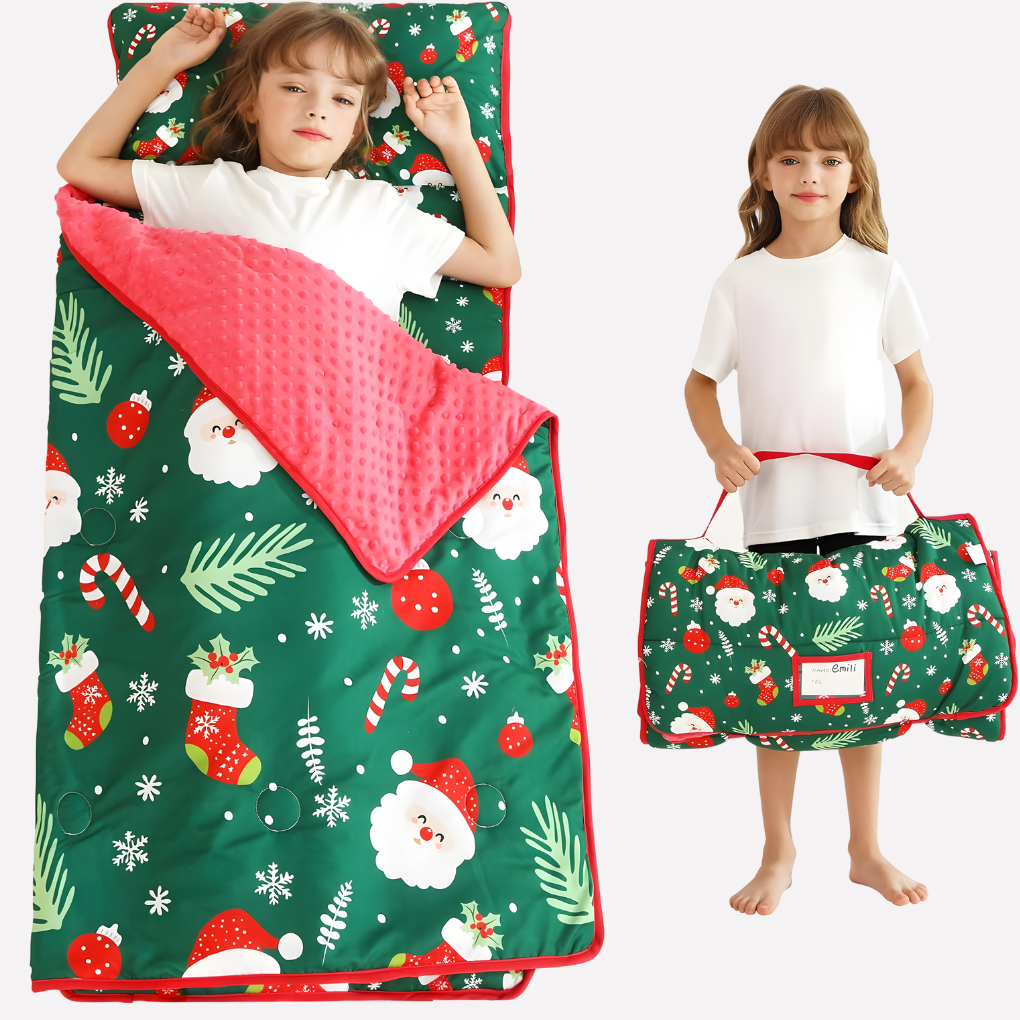 Toddler Nap Mat Set - Padded Mat, Pillow & Blanket