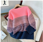 Cozy Plus Size Fall Sweater - Lounge-Style Color-Block Patchwork