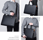 Genuine Leather Business Briefcase - Multi-Compartment Laptop Bag
