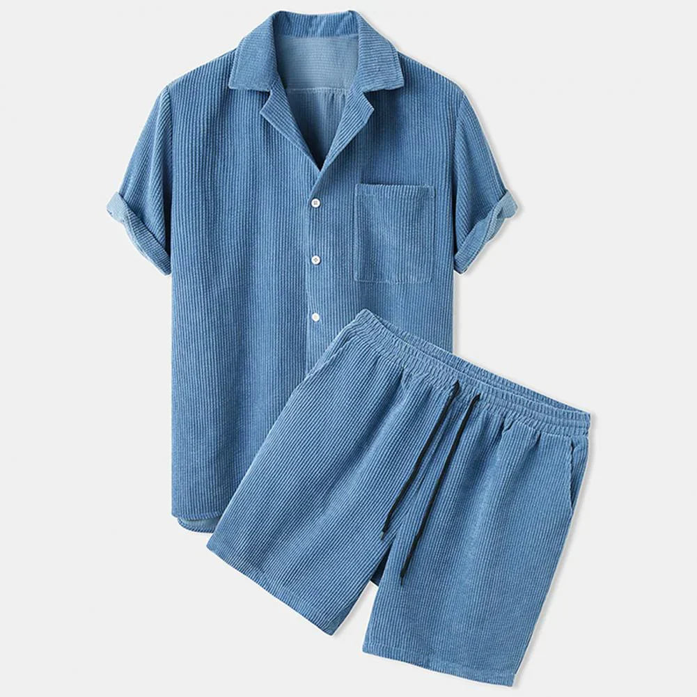BreezeSet Corduroy Shorts Set - Lightweight Summer Two-Piece