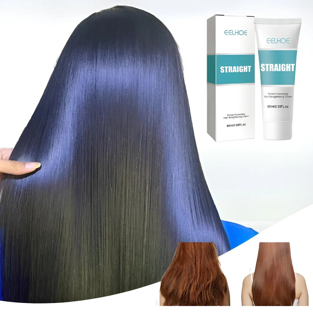 Instant Keratin Hair Straightening Cream - Salon-Smooth Results at Home