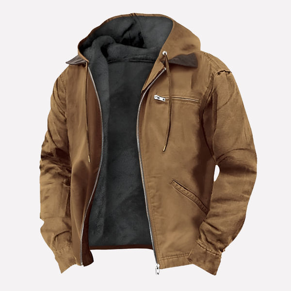 Men's Outdoor Hooded Jacket - Functional Design with Zip Pockets