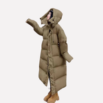 Women's Long Puffer Jacket with Hood - Cozy Cold-Weather Coverage