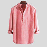 Men's Henley Shirt - Classic Breathable Cotton-Linen Blend