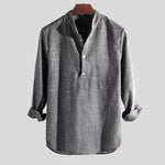 Men's Henley Shirt - Classic Breathable Cotton-Linen Blend