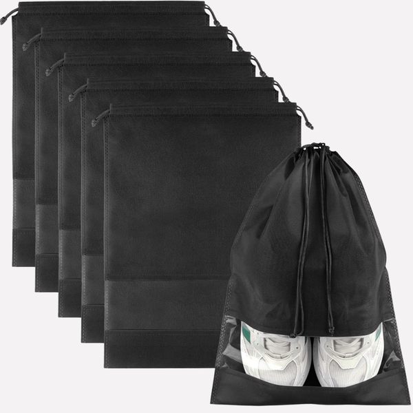 Travel Drawstring Shoe Bags - Set of 5 Clear Packing Pouches