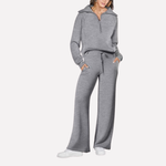 Women's 2-Piece Travel Outfit - Relaxed Top & Wide-Leg Pants