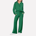 Women's 2-Piece Travel Outfit - Relaxed Top & Wide-Leg Pants