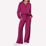 Women's 2-Piece Travel Outfit - Relaxed Top & Wide-Leg Pants