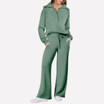 Women's 2-Piece Travel Outfit - Relaxed Top & Wide-Leg Pants