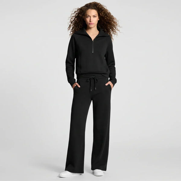 Women's 2-Piece Travel Outfit - Relaxed Top & Wide-Leg Pants