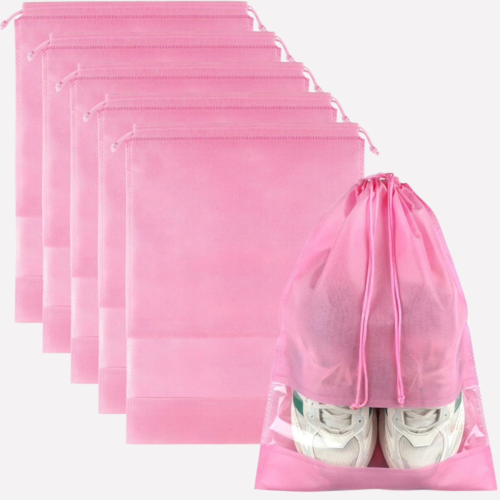 Travel Drawstring Shoe Bags - Set of 5 Clear Packing Pouches